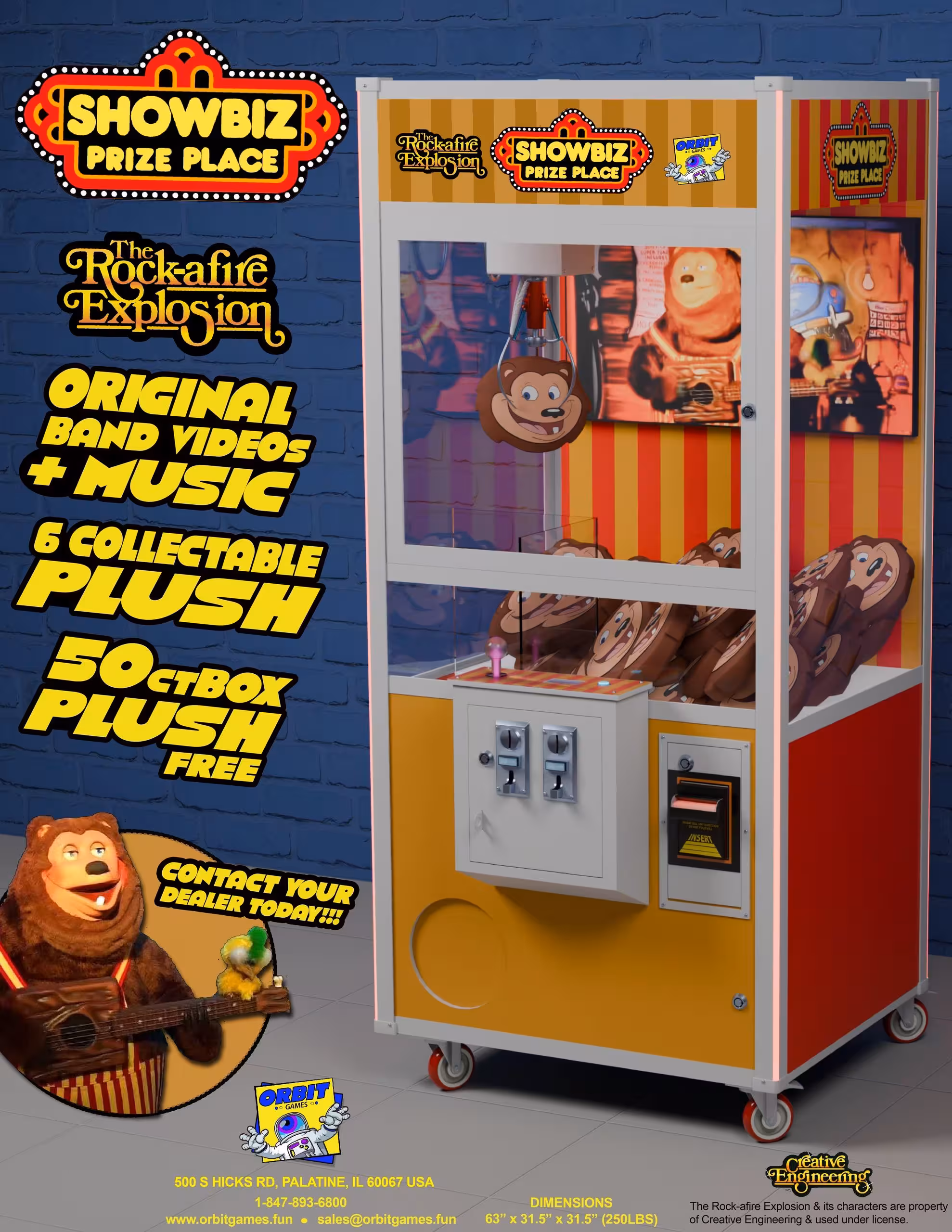 Official flyer for the ShowBiz Prize Place claw machine.