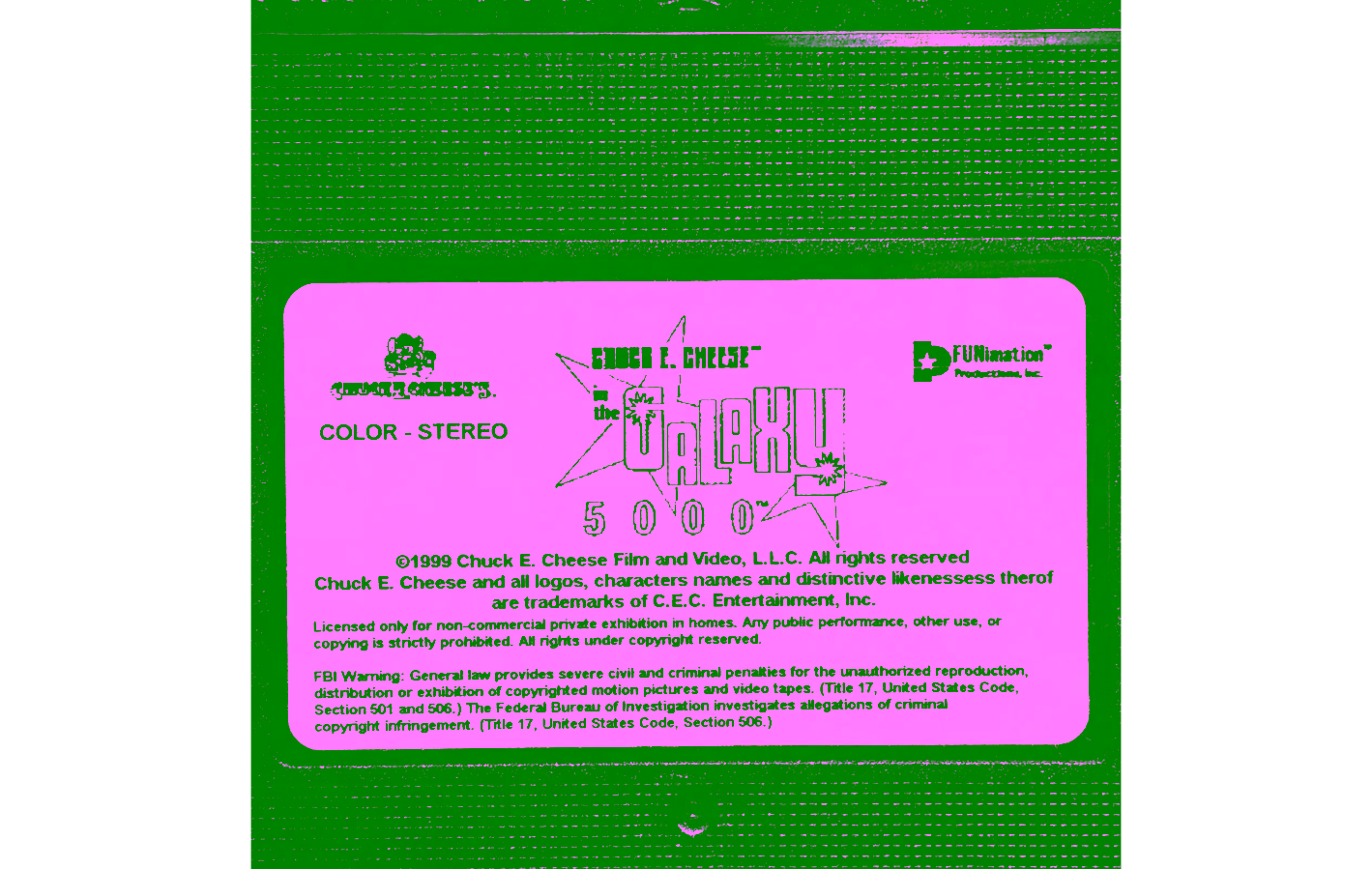 Chuck E. Cheese in the Galaxy 5000 VHS