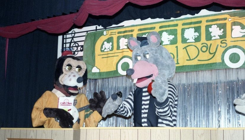 Balcony stage with 'School Days' backdrop